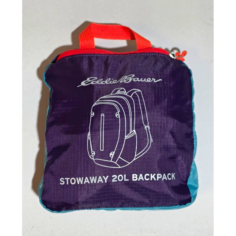 Eddie Bauer Stowaway 20L Backpack Blue/Purple Zip Closure External Pockets